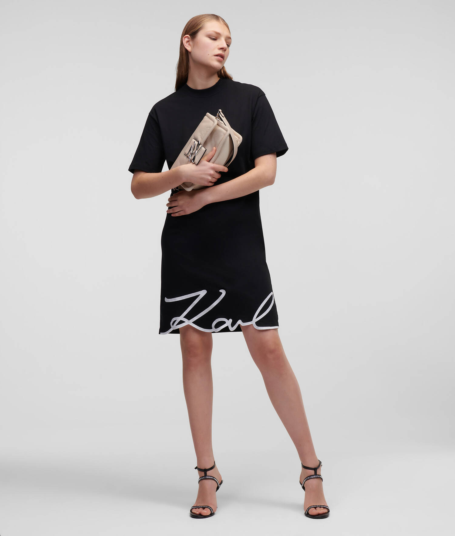 ROBE T-SHIRT À OURLET KARL SIGNATURE - Noir