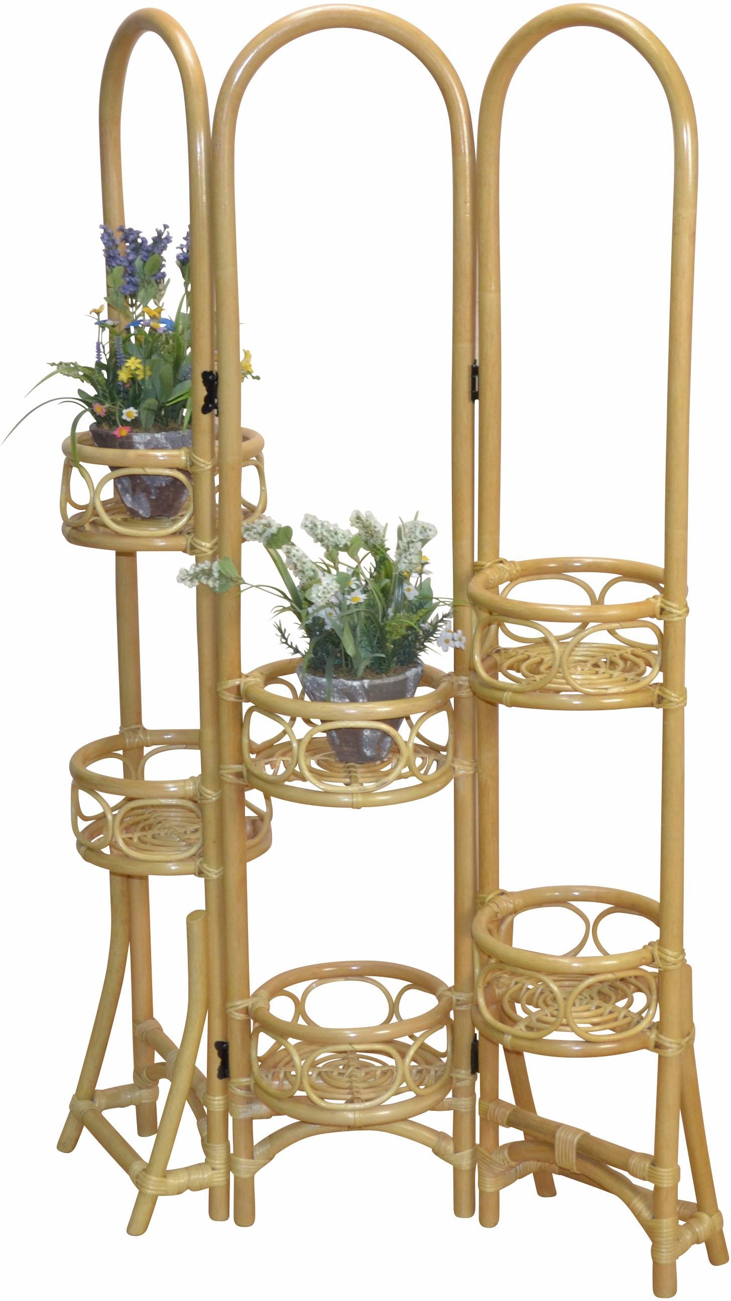 Home affaire Paravent Rattan mit Blumenhalterung