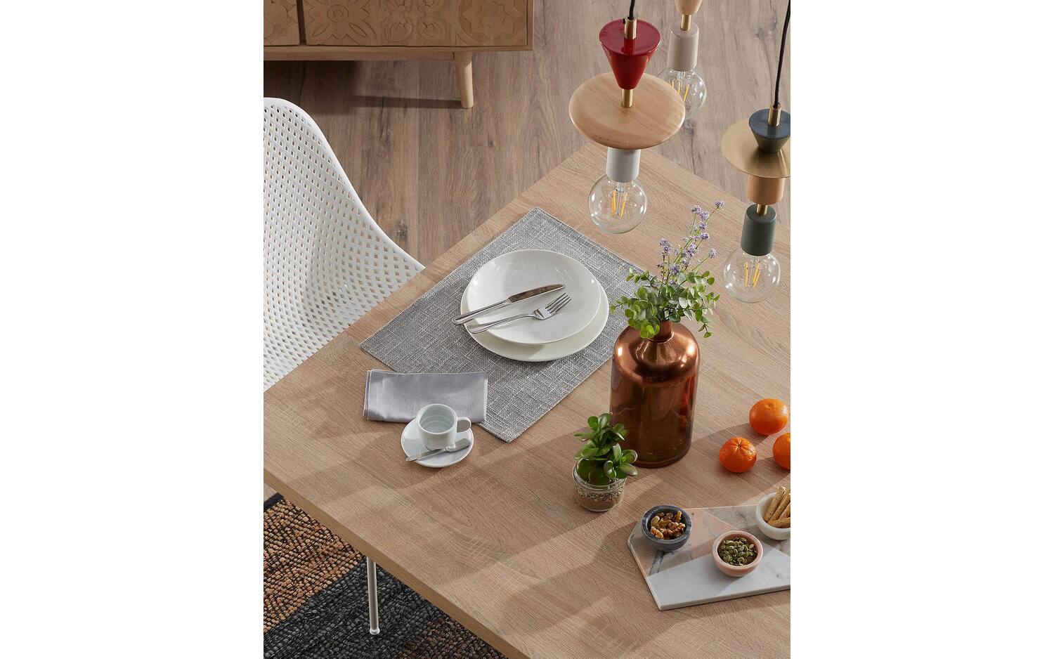 Kave Home Argo Eettafel - 200 x 100 cm - Eiken / Zwart