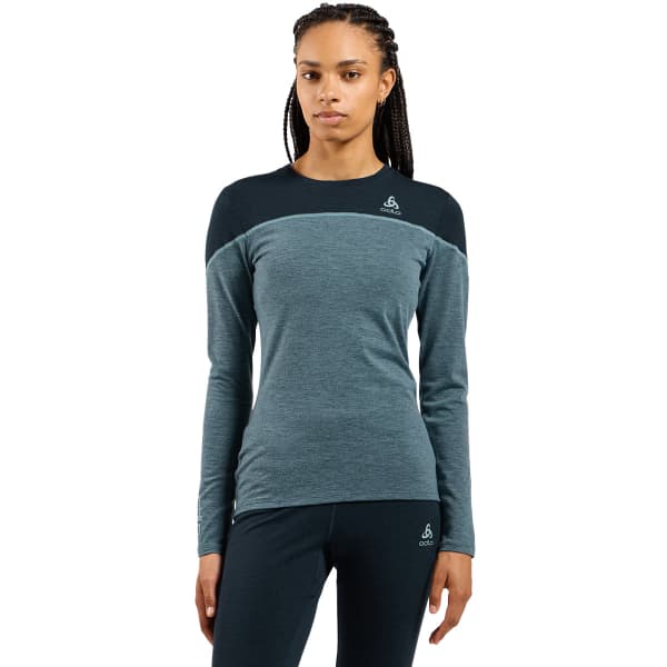 T-shirt thermique ODLO REVELSTOKE PW 150 BL TOP CREW NECK L/S W PROVINCIAL BLUE/DARK SAPPHIRE MELANGE