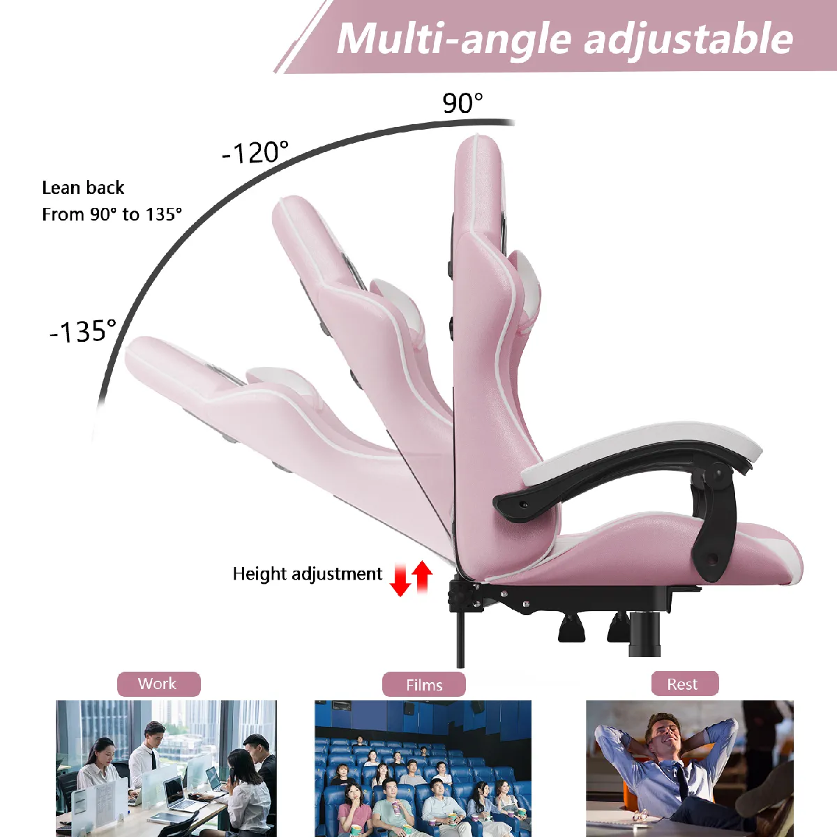 Chaise Gaming Rattantree - Rose Blanc