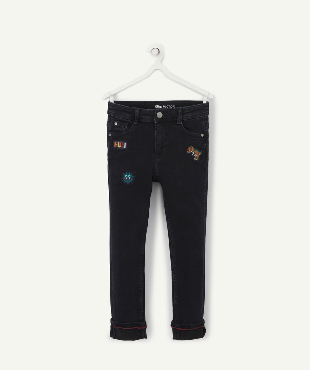 VICTOR LE JEAN BRUT SLIM LESS WATER AVEC PATCHS GARÇON