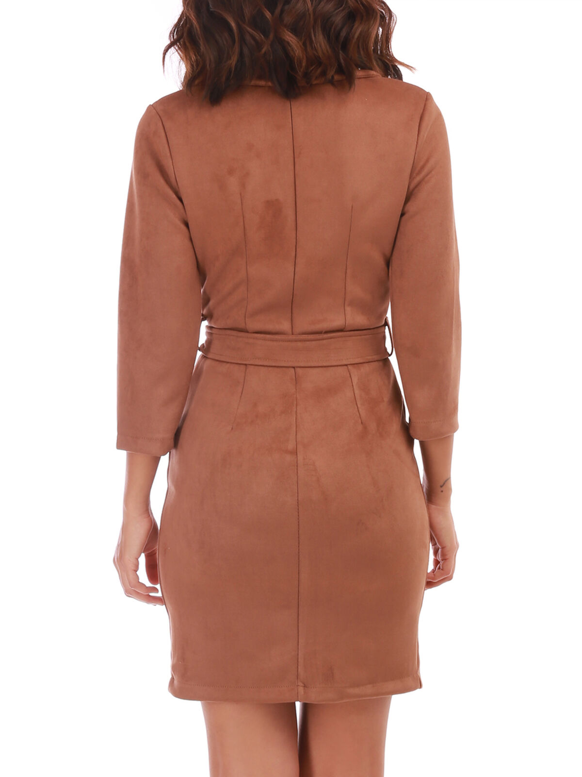 Robe blazer en suédine- Camel