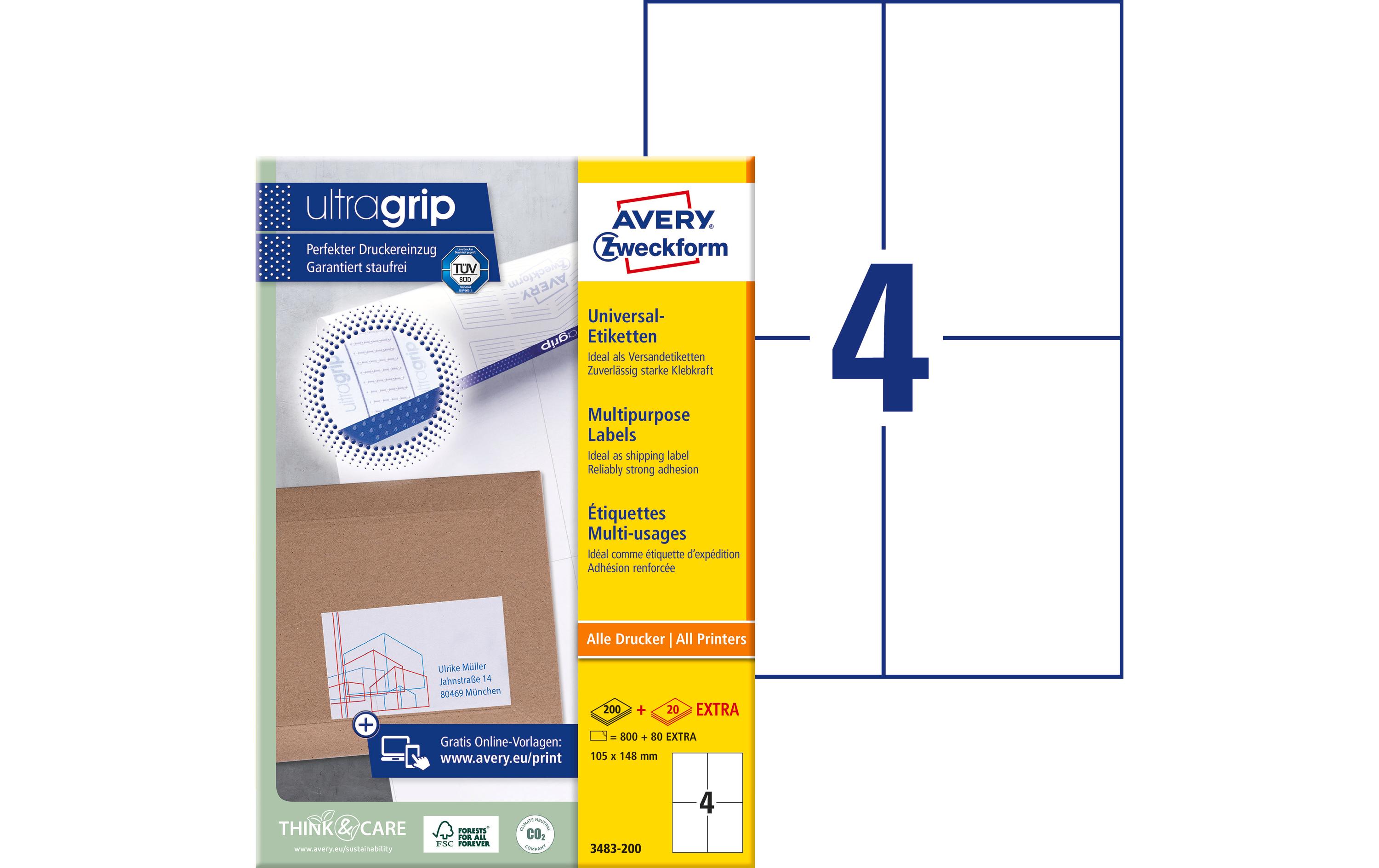 Universal-Etiketten 3483 105 x 148 mm, 220 BlattWeisse Aufkleber, permanent haftend