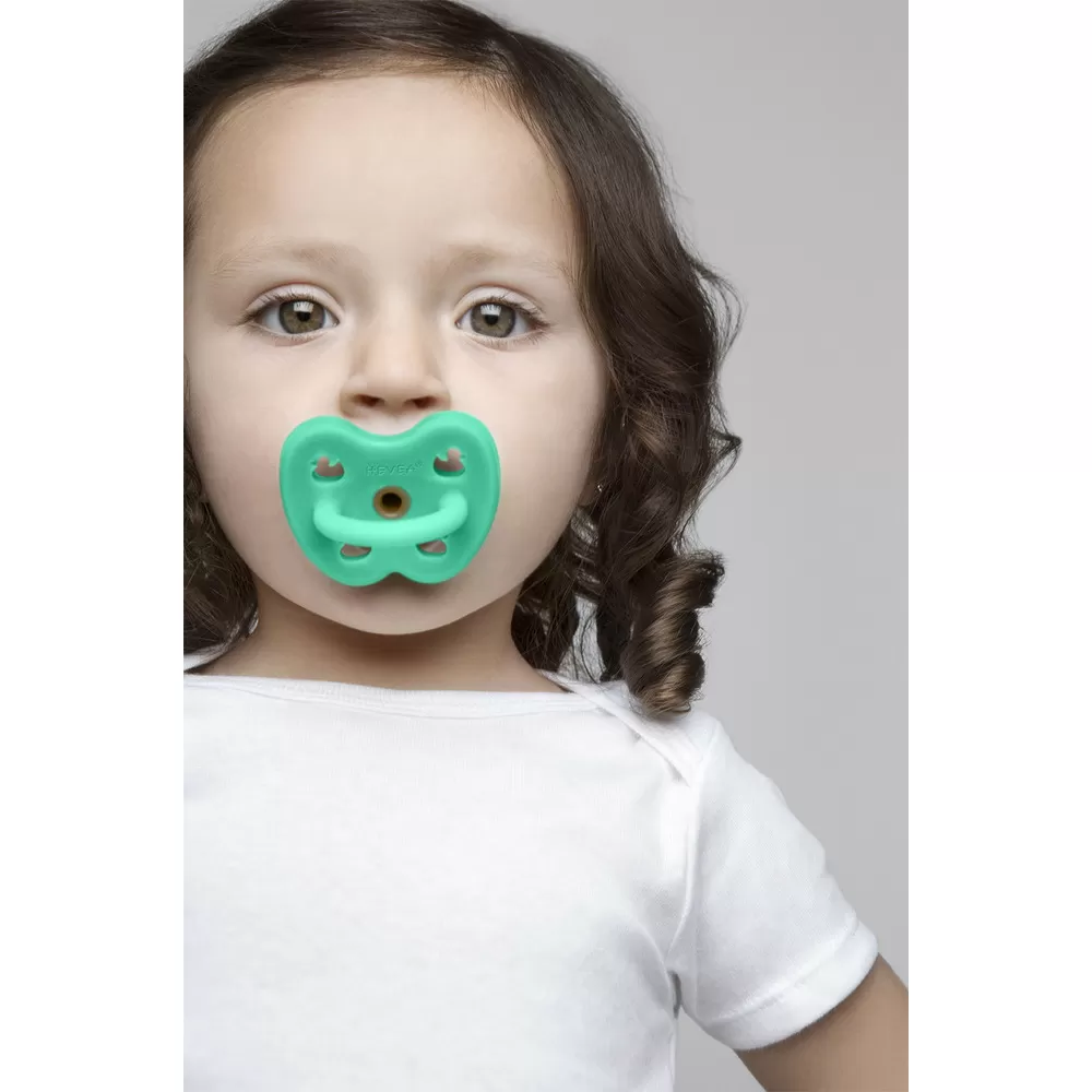 Hevea Sut, 3- 36 mdr, Ortodontisk, Maya blue & Pop of Green - 2 stk.