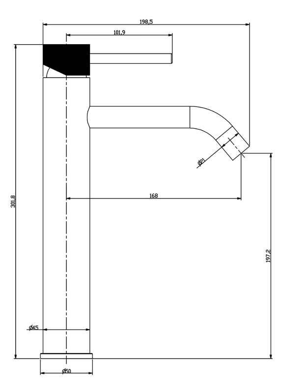 Mueller Clyde hoge wastafelmengkraan PVD-coating chroom
