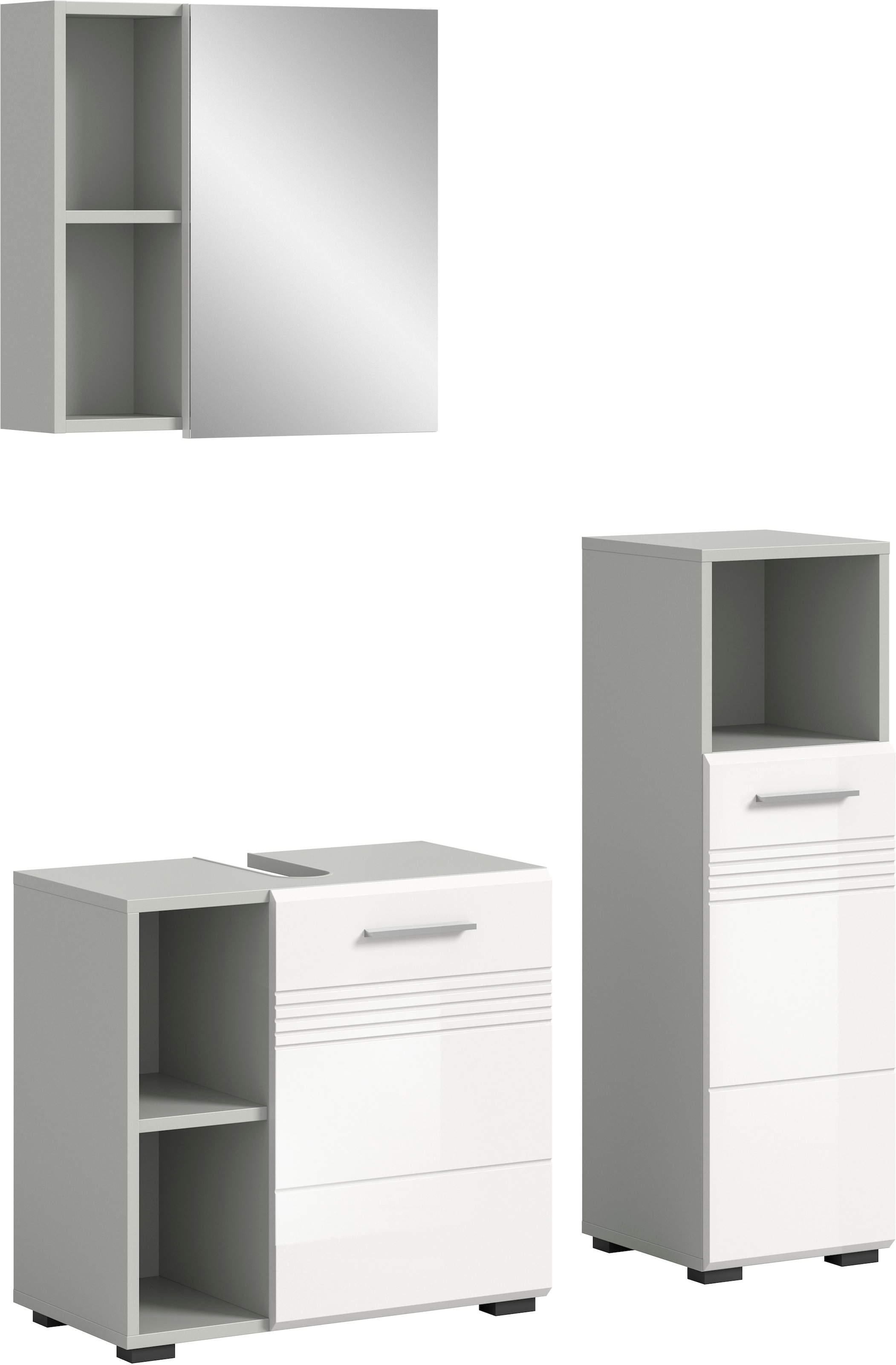 welltime Badmöbel-Set »Calicio, bestehend aus: Waschbeckenunterschrank, Spiegelschrank« 3 Stk. tlg.