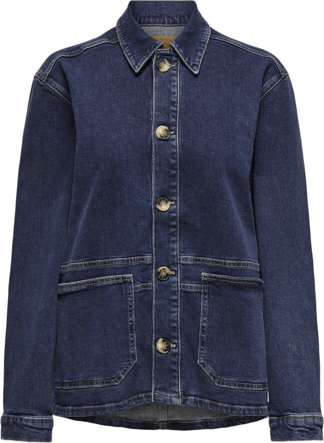 ONLY ONLCAPRI L/S CARGO POCKET DNM JACKE Dark blue denim