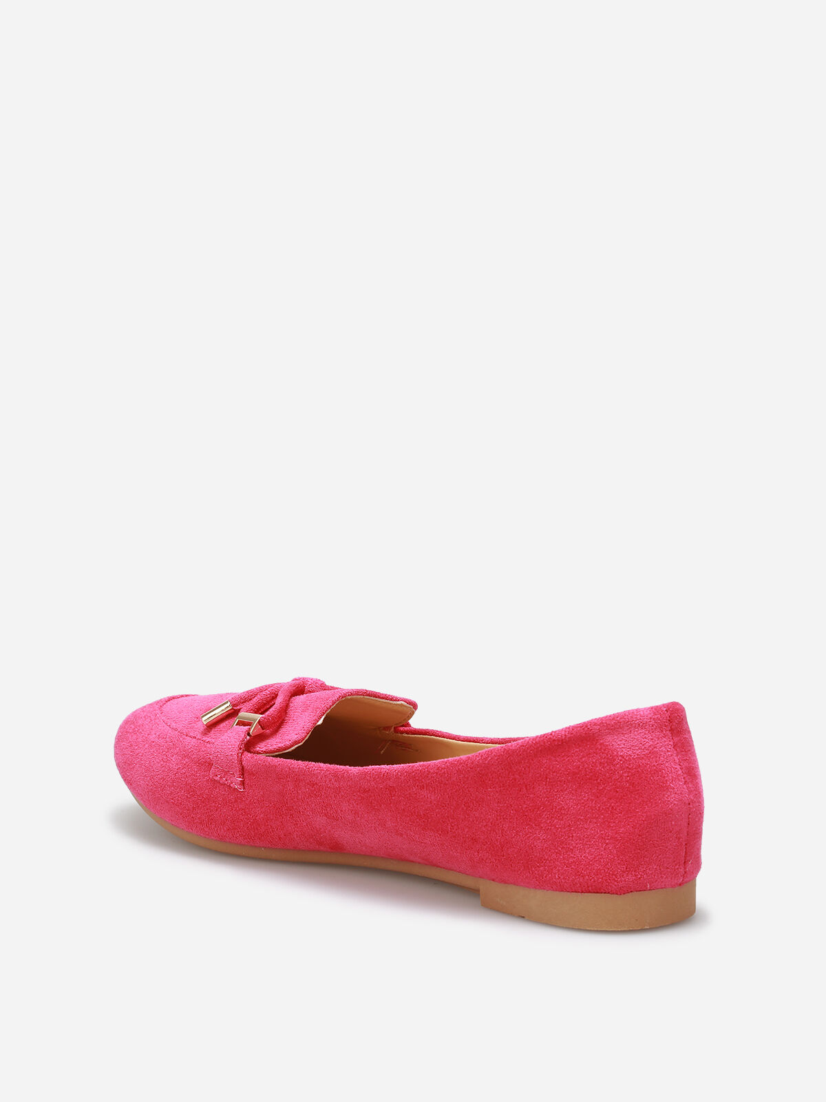 Mocassins en suédine à nœud grandes tailles- Fuchsia