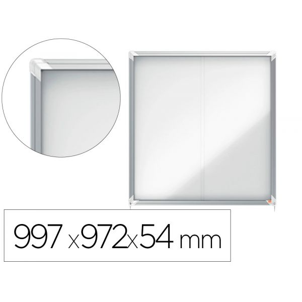 Nobo Vitrina de Anúncios Premium Plus Magnética de Exterior com Porta Correr 997x972x54 mm