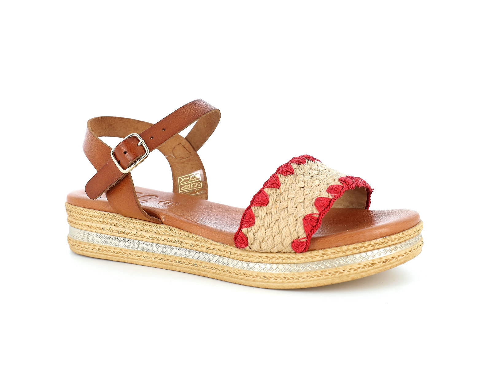 Chaussures du chateau-14386 Matières combinées Rouge Beige