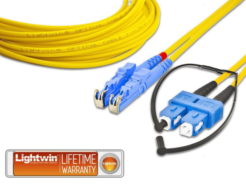 Lightwin LWL-Patchkabel Singlemode E2000 – SC, OS2, Duplex, Singlemode E2000-SC Duplex OS2 1 m
