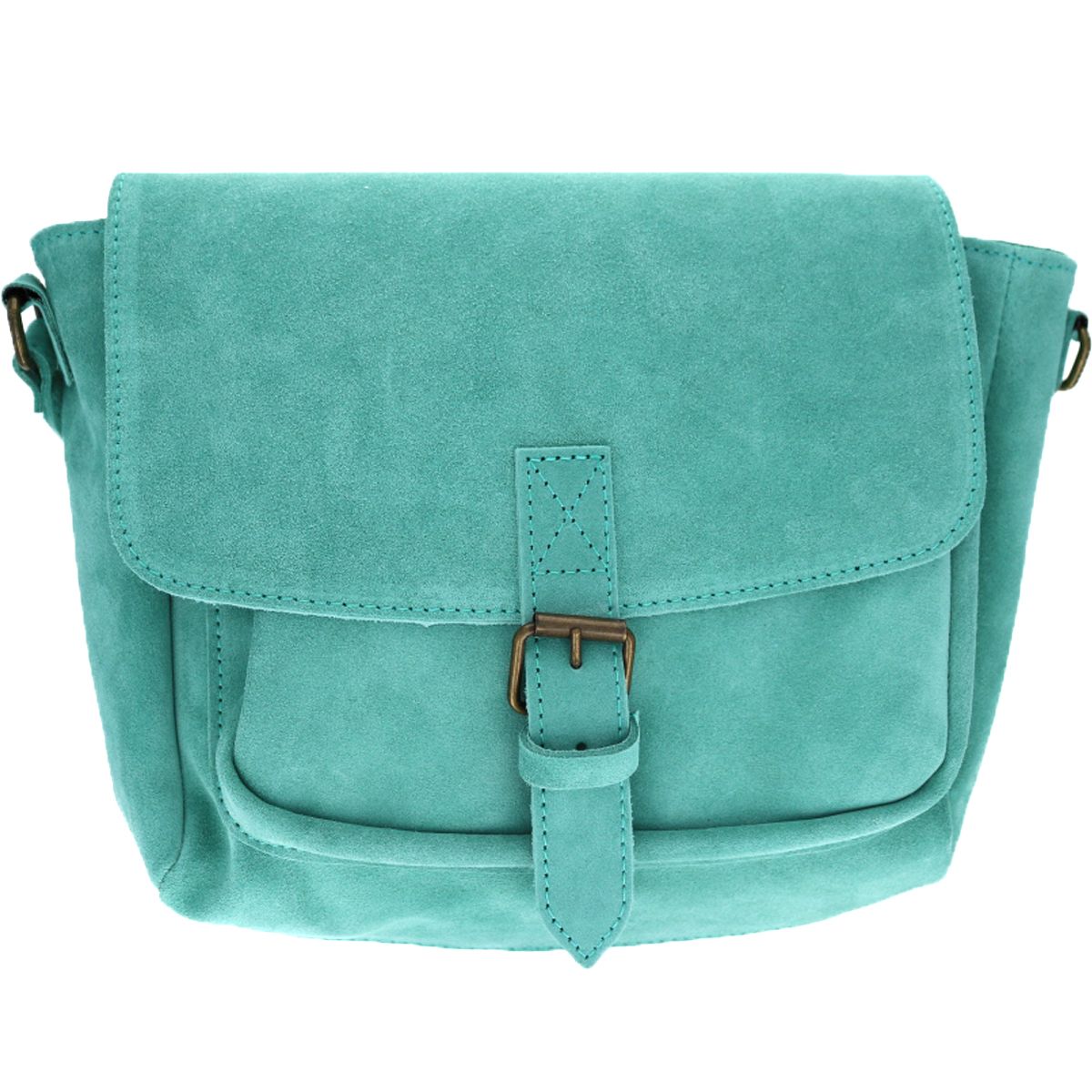 Sacoche cuir une boucle turquoise Maison Suzanne