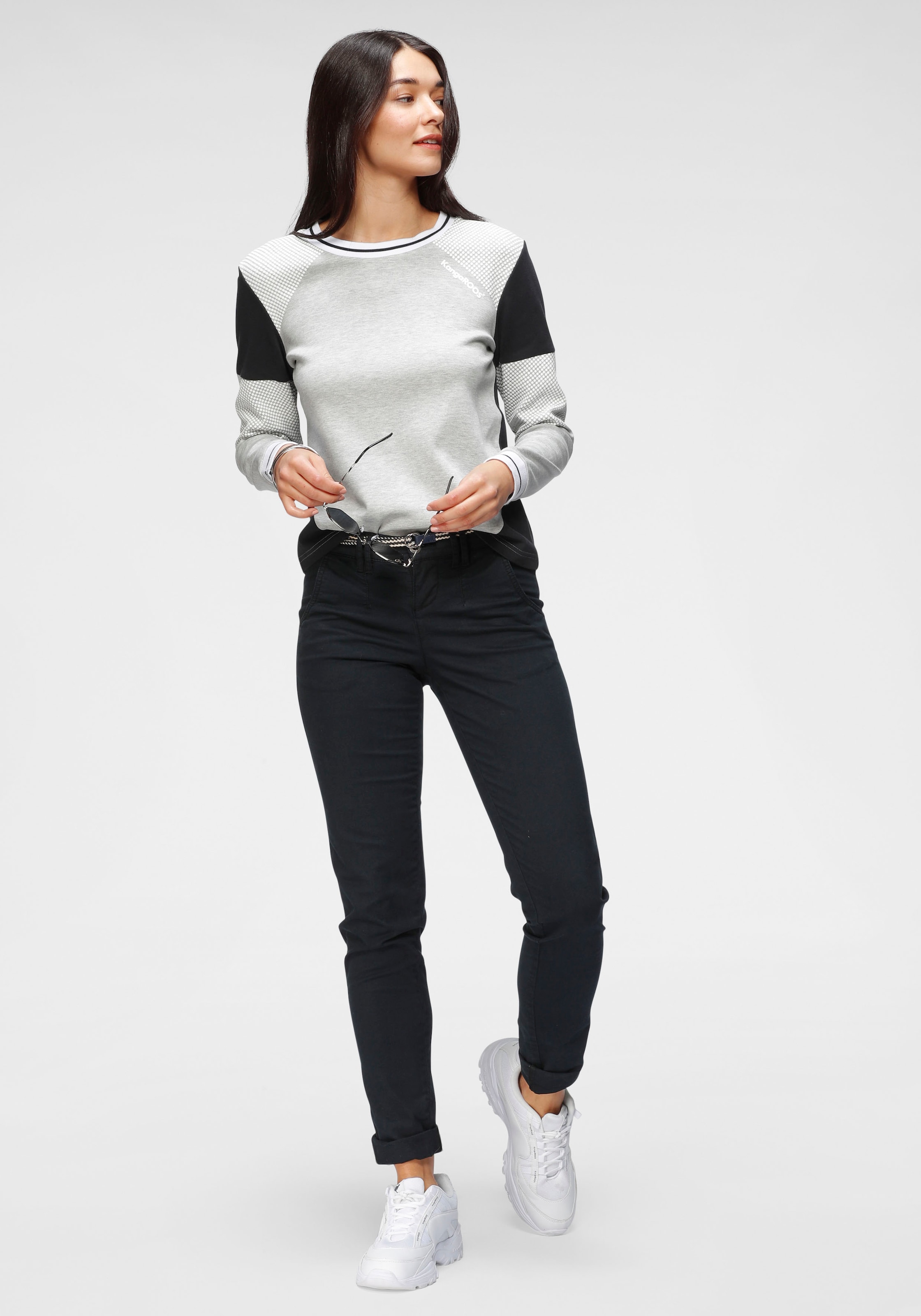 KangaROOS Sweatshirt , Langarm,  figurbetonte Passform,  Colourblocking,  aus Baumwolle