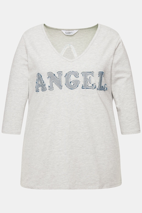 T-Shirt, Komfort Fit, Jeans-Schriftzug, 3/4-Ärmel