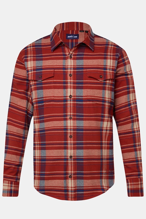 John F. Gee Karo-Flanellhemd, Langarm, Kentkragen, Modern Fit, bis 8 XL