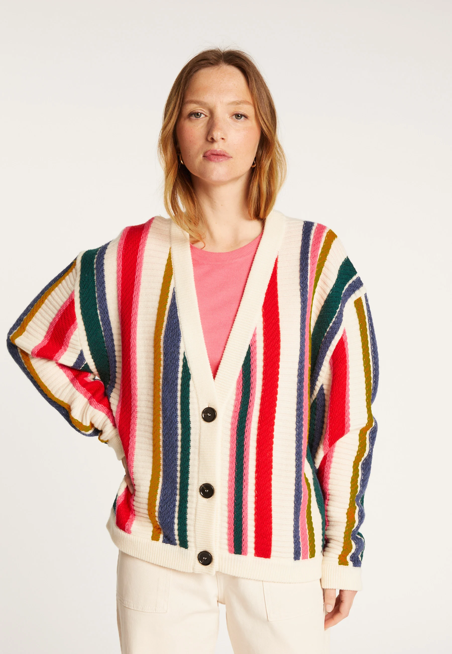 ROMY - Gilet rayures bayadères en laine | Multicolore