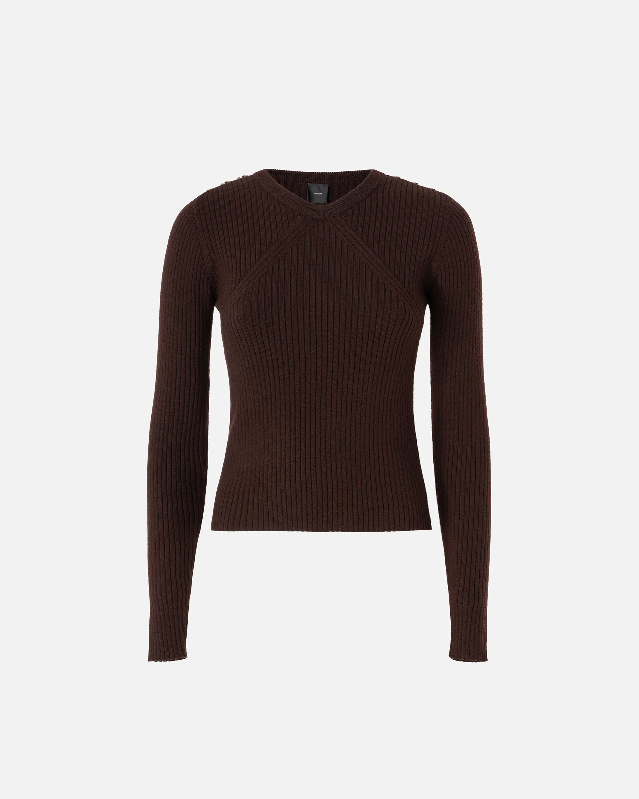 Pull à manches longues côtelée | Marron