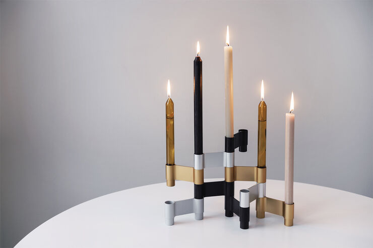 Studio About LINK, CANDLE HOLDER, MATT ALUMINIUM, 11060M 223