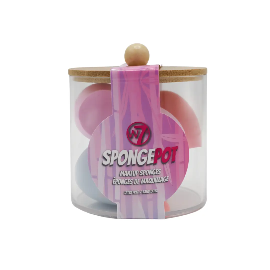 Sponge Pot With Bamboo Lid Make up Sponges