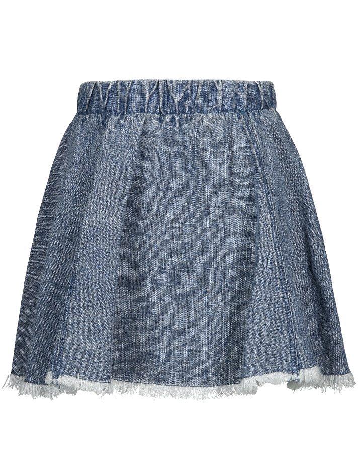 Leinen-Rock SUMMER mit Fransen in jeansblau