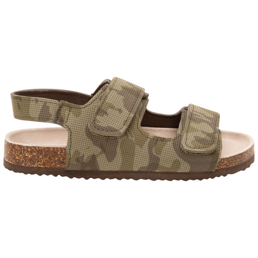 Sandales velcro imprimé camouflage pour garçon - Kaki