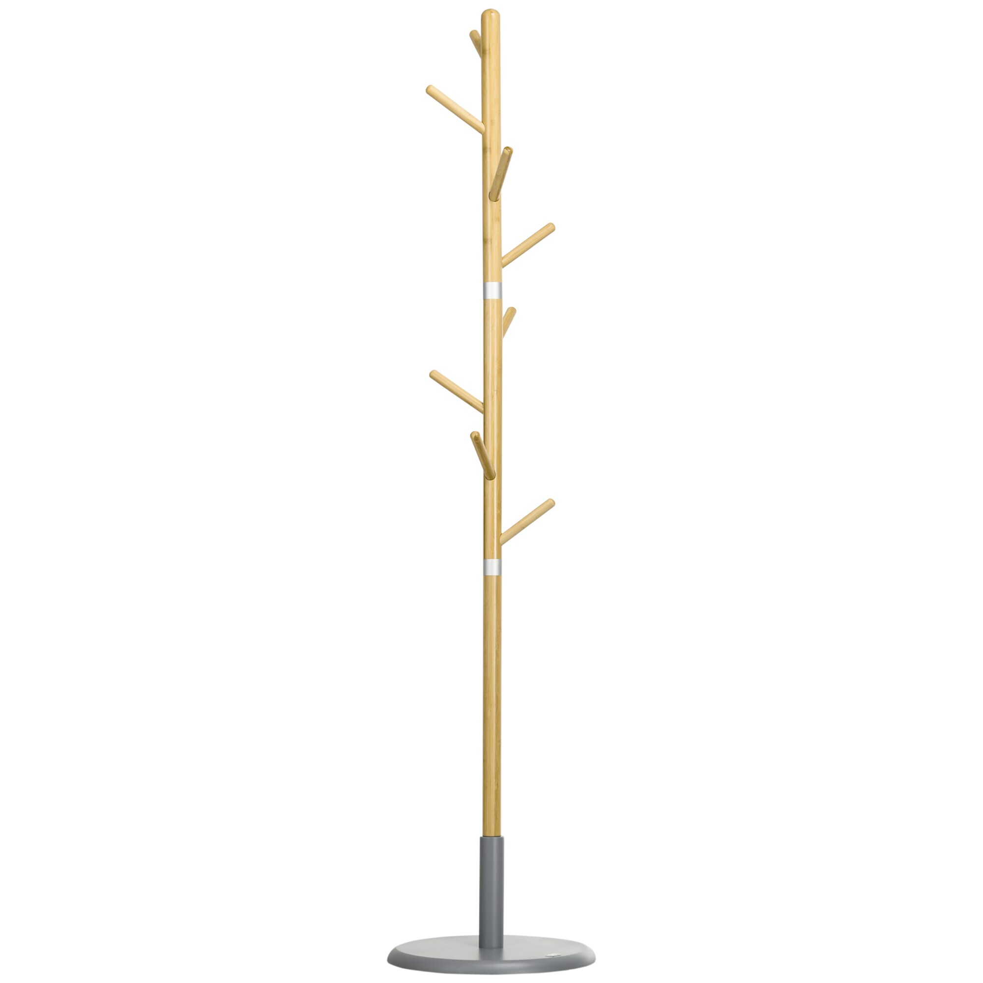 HOMCOM Garderobenständer mit lackierter Oberfläche natur, grau 37,8L x 37,8B x 175,6H cm