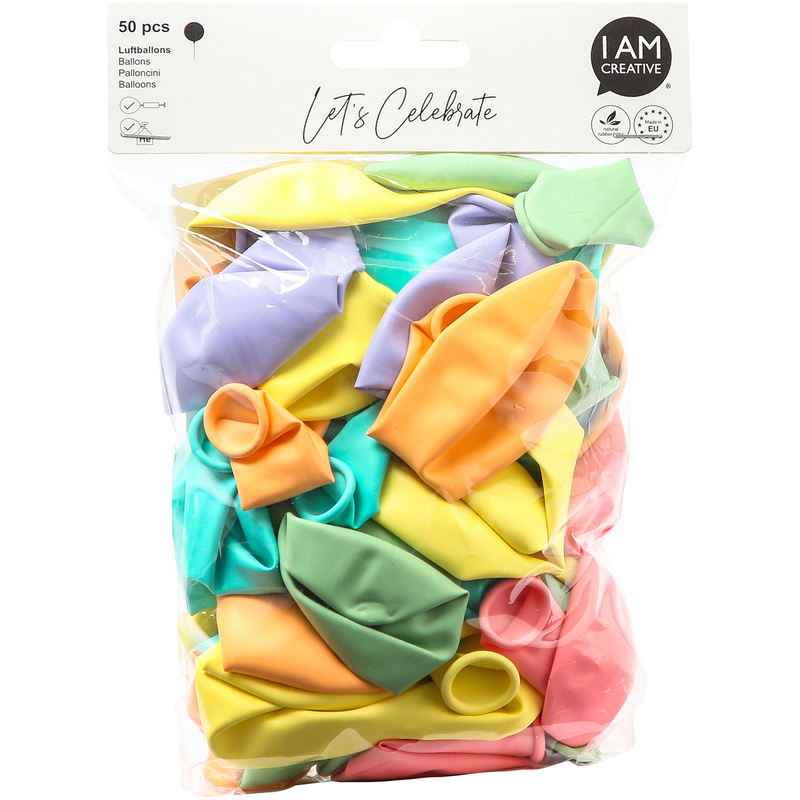 I AM CREATIVE Luftballons, pastell, 50 Stück