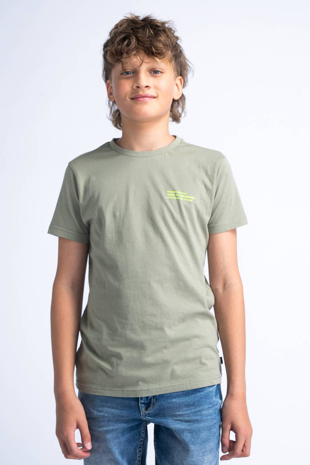 Petrol Industries T-shirt met backprint kaki