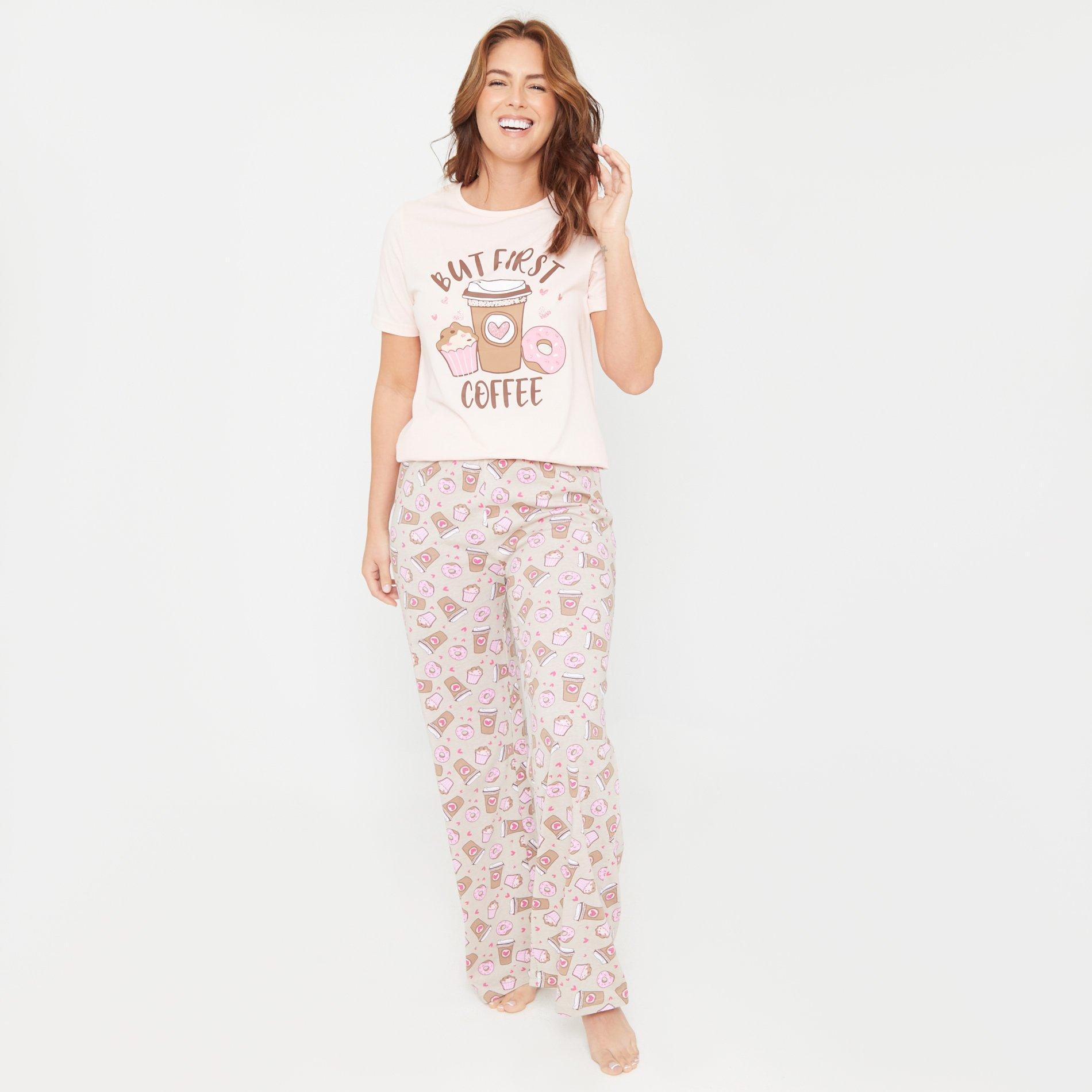 Linea Coffee Wide Leg Cotton Pyjama Set