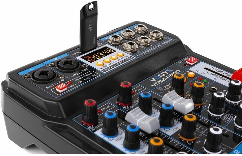 Mengpaneel - Vonyx VMM-P500 Mixer met Bluetoot - Mp3 Speler en Digitale Sound Processor (echo & Delay Effecten)