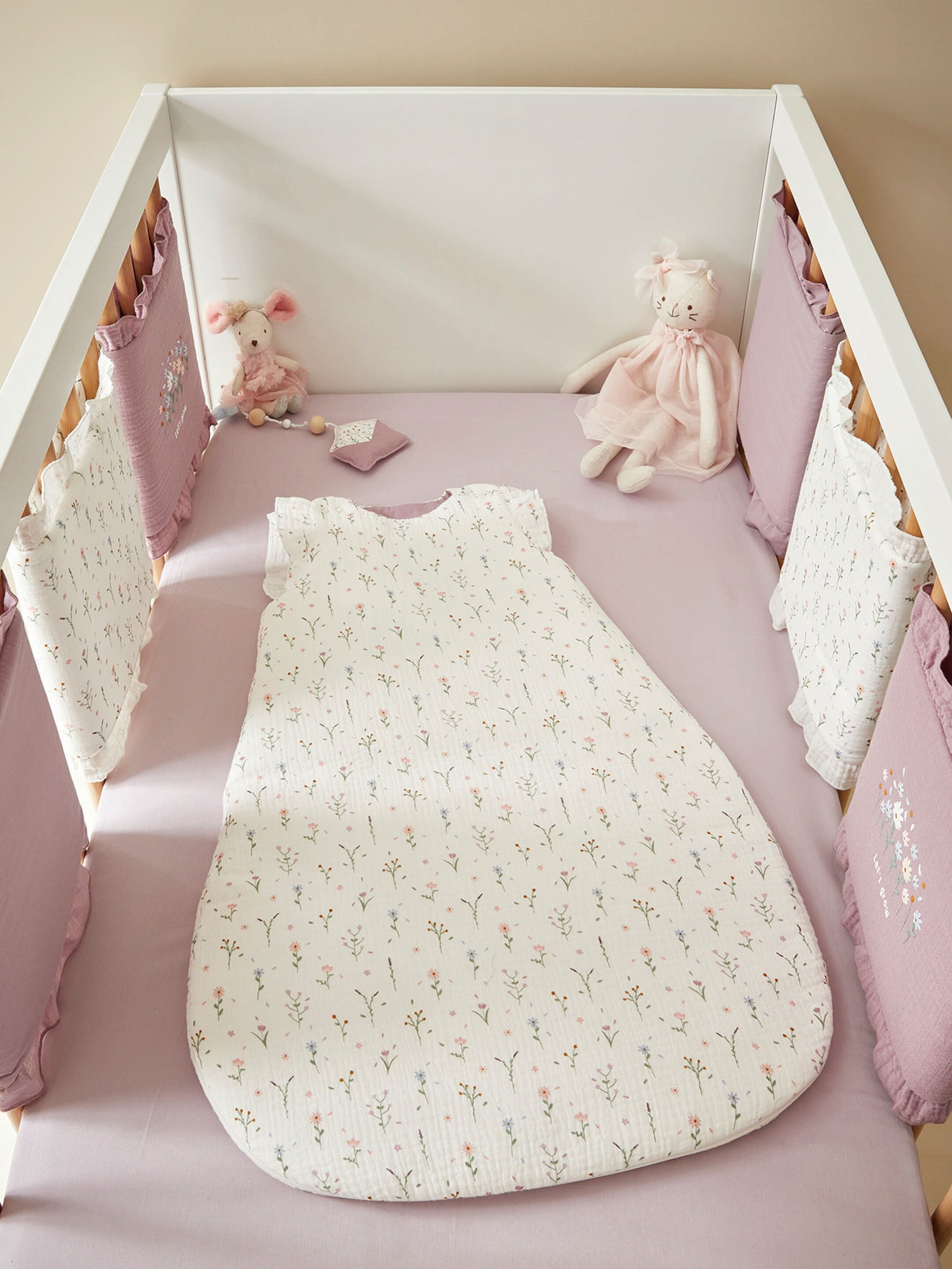 Vertbaudet Ärmelloser Baby Schlafsack PROVENCE wollweiß/mehrfarbig