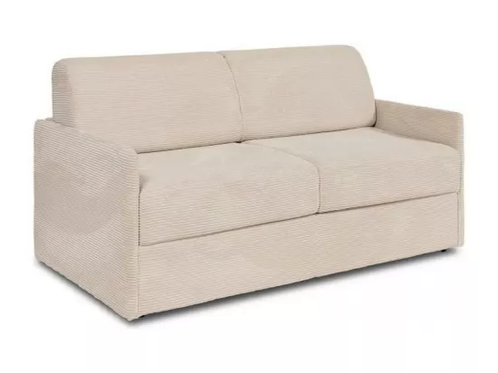 Canapé lit express COLOSSE 140 cm matelas 22 cm à mémoire de forme velours Côtelé beige