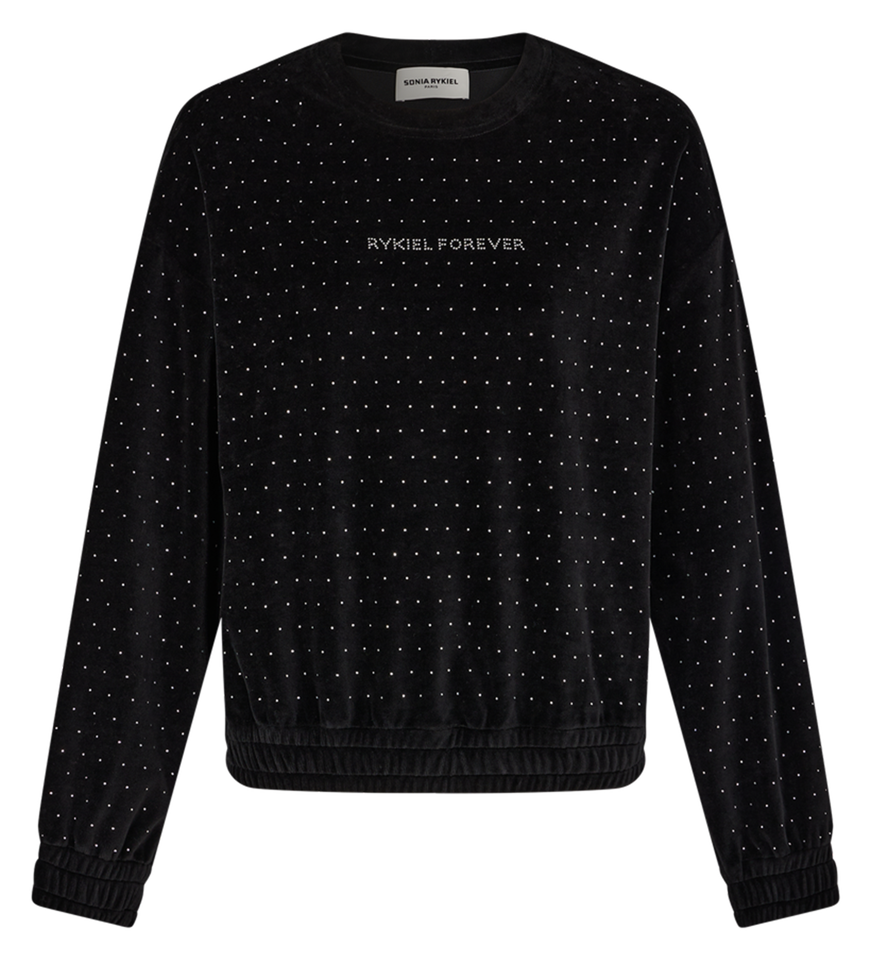 Sweat col rond droit en coton mélangé | Noir