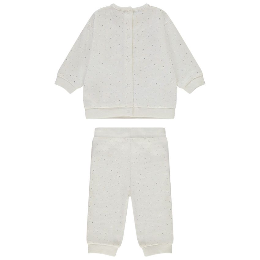 Ensemble 2 pièces imprimé pois multicolores pour bébé - Ecru
