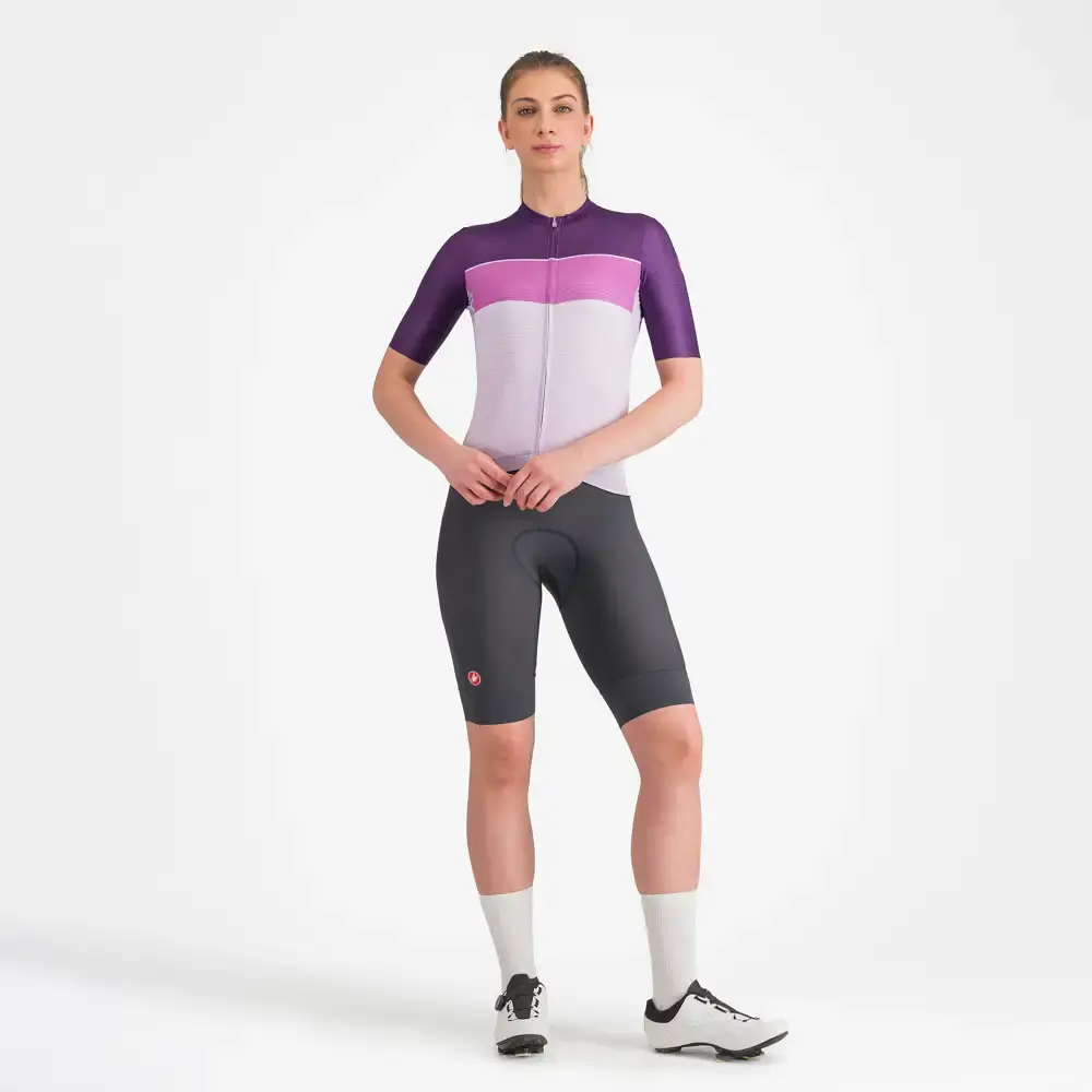 Castelli Elegante Fietsshirt Korte Mouwen Paars/Wit Dames