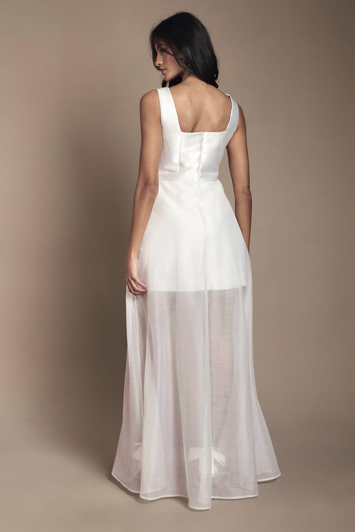 Coast Petite Robe de Mariée Mini en Twill avec Jupe en Organza