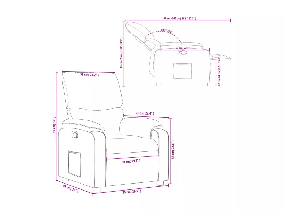 Fauteuil inclinable Taupe Tissu