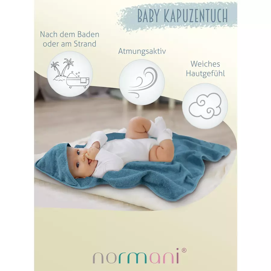 normani Baby Kapuzenhandtuch Luanda Petrol