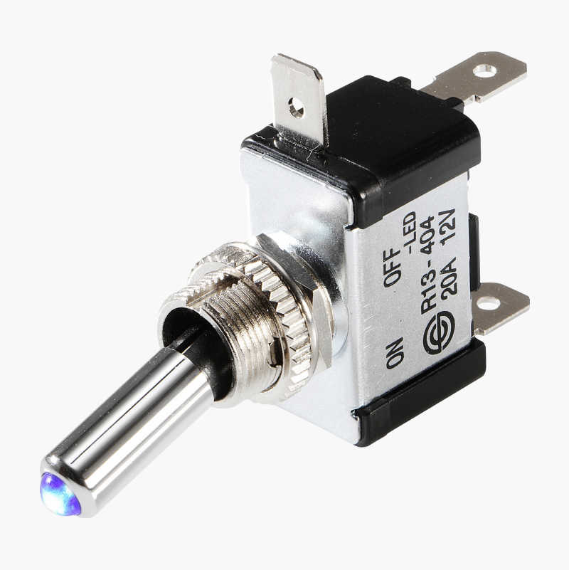 Vippestrømbryter, blå diode, 12 V, 20 A