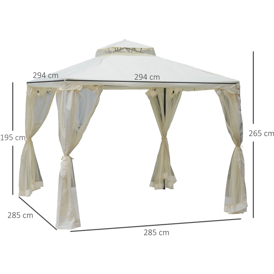 Outsunny Gartenpavillon mit Moskitonetz cremeweiß