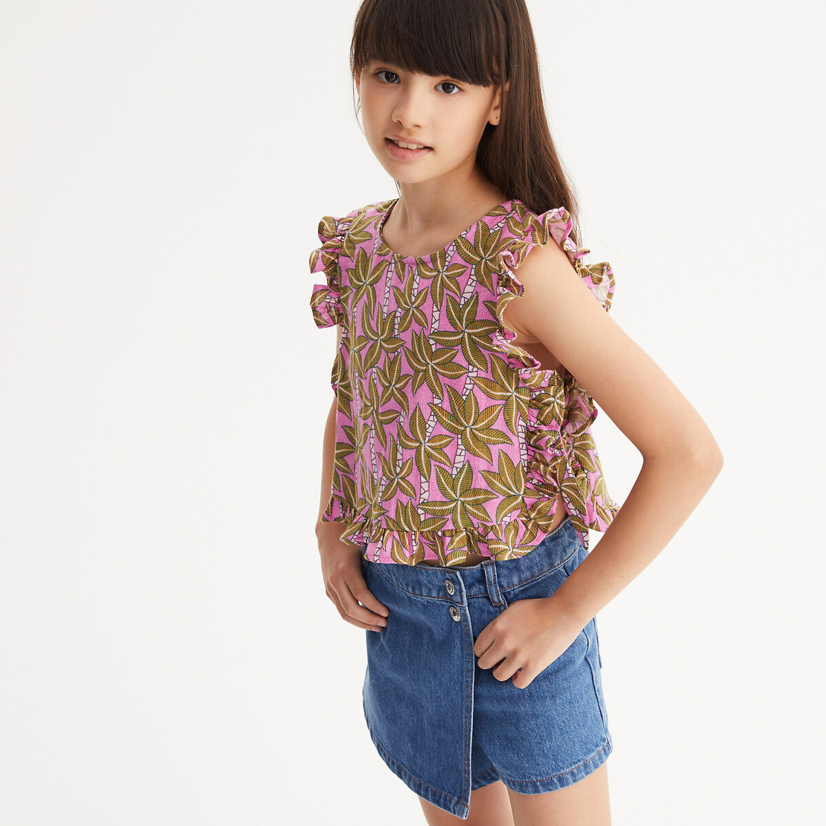 COLEÇÕES LA REDOUTE<br>Blusa cropped estampada, sem mangas