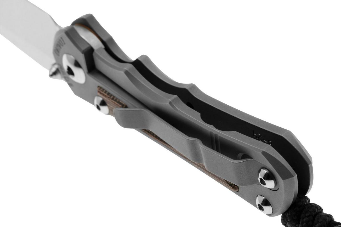 Chris Reeve Small Inkosi SIN-1134 CPM MagnaCut Tanto, Glass Blasted Titanium, Natural Canvas Micarta Inlay, zakmes