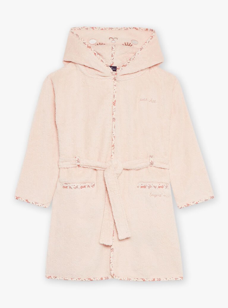 Peignoir à capuche en éponge rose