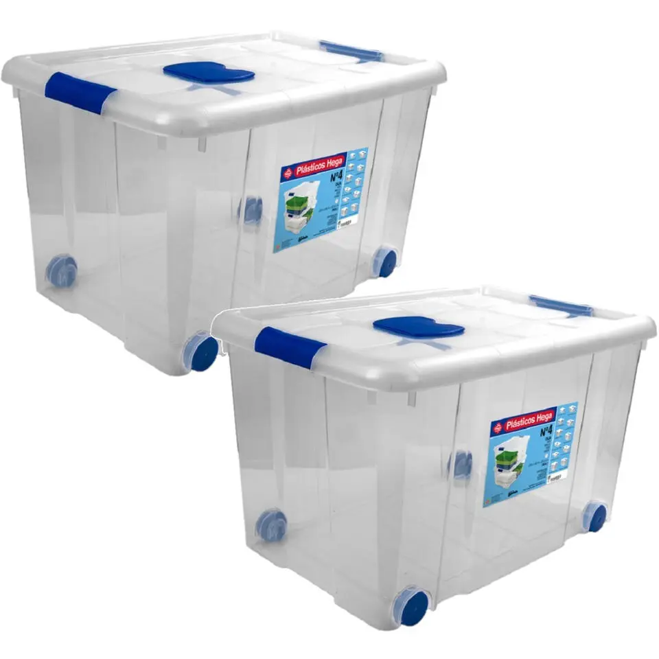 Hega Hogar Opbergbox met deksel/wieltjes - 55L - kunststof
