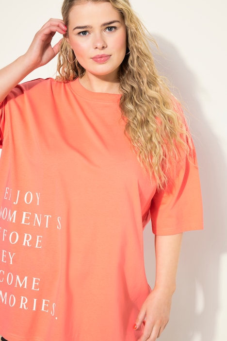 T-Shirt, oversized, Schrift Print, Rundhals, Halbarm