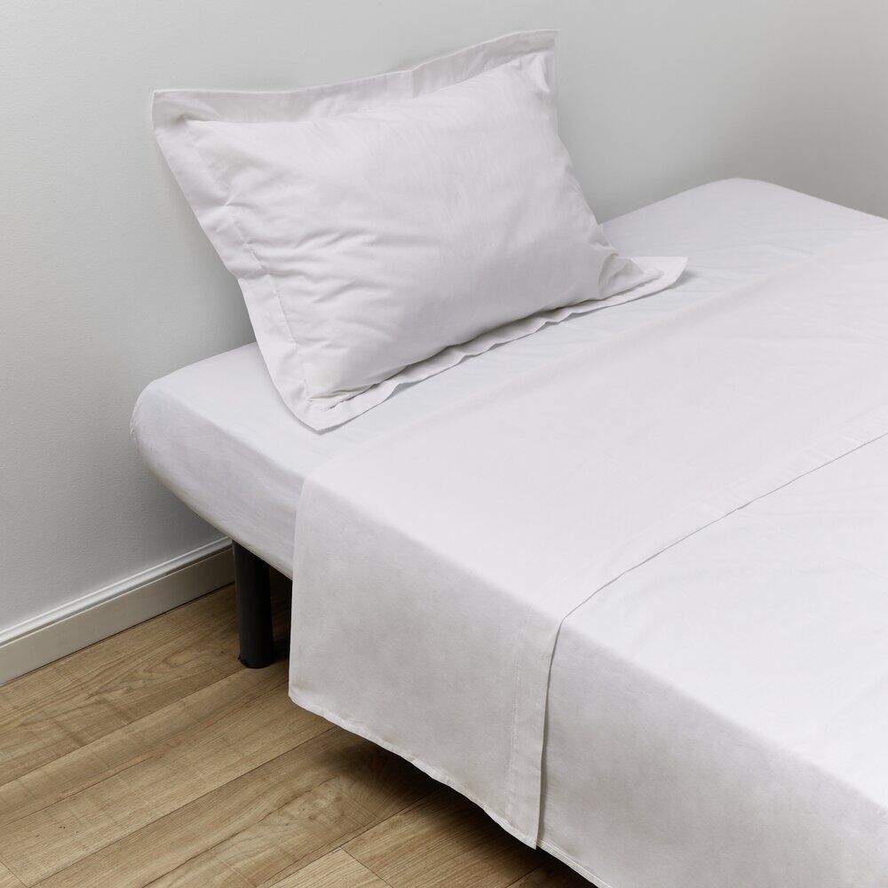 Taie d'oreiller 50x70cm 100% coton finition volant blanc