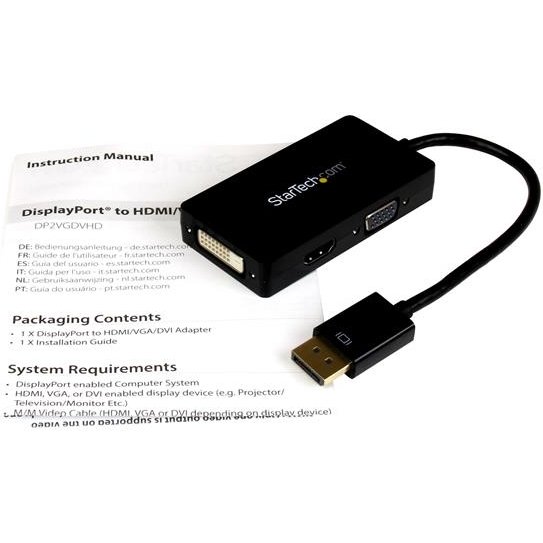 StarTech.com Adaptateur de voyage DisplayPort vers VGA / DVI / HDMI - Covertisseur vidéo 3-en-1