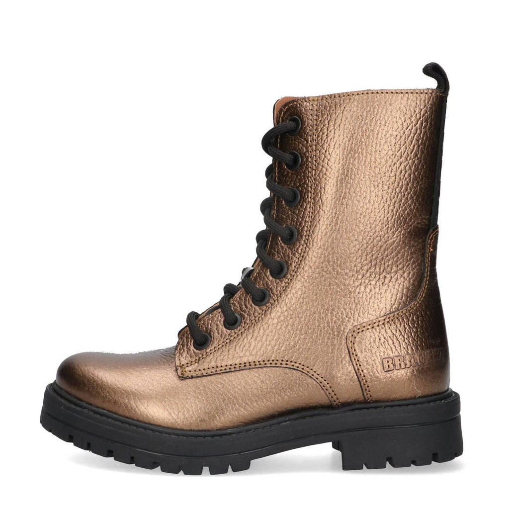 Braqeez Luna Leap leren veterboots brons