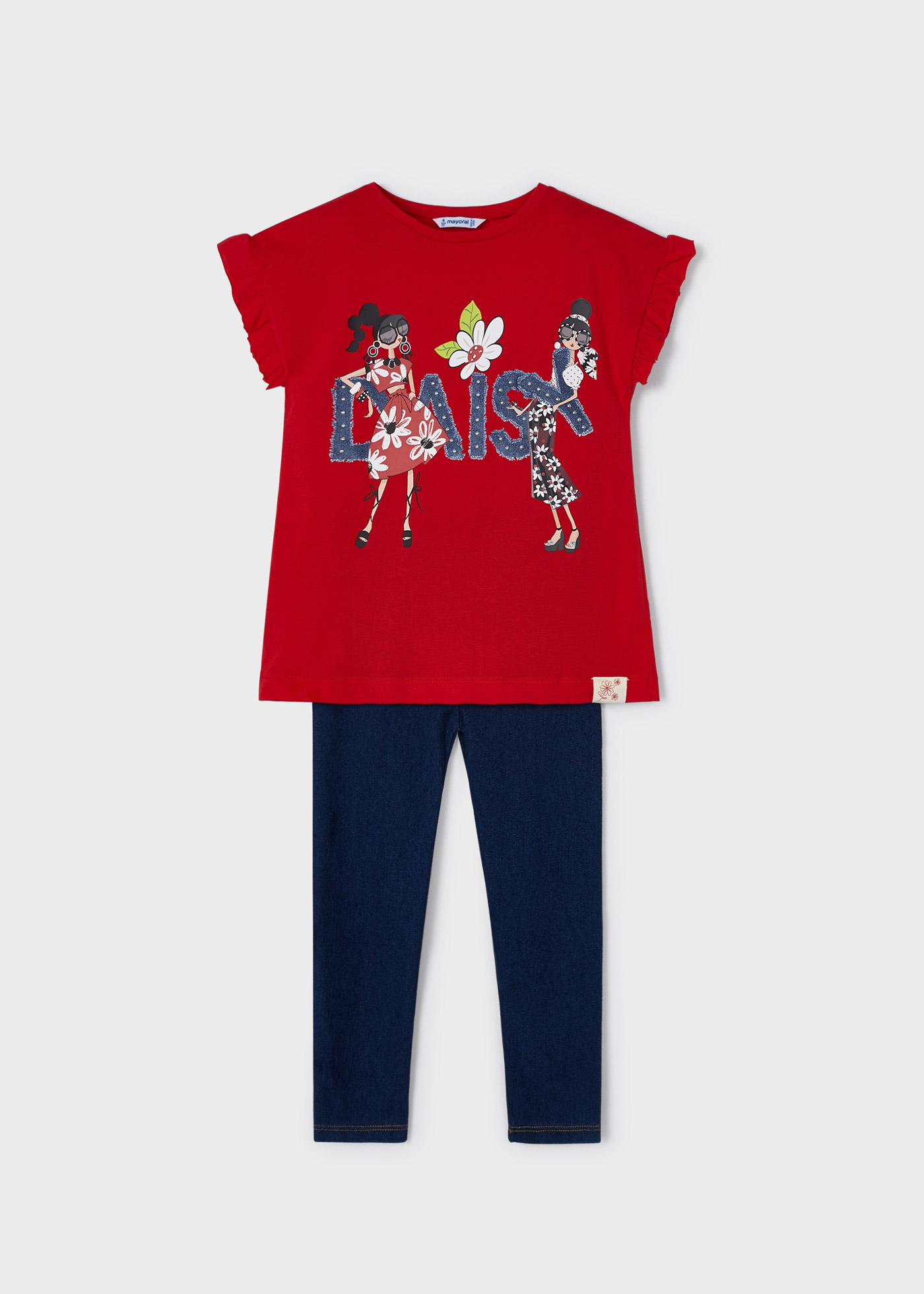 Conjunto de duas peças com leggings jeans para meninas